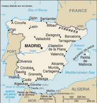 Kaart van Spanje
