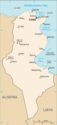 Kaart van Tunesië