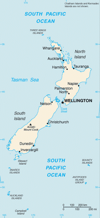 Kaart van Nieuw-Zeeland