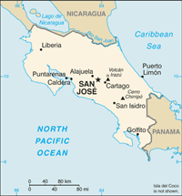 Kaart van Costa Rica