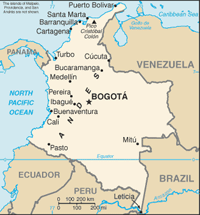 Kaart van Colombia