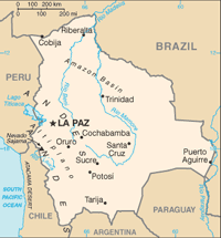 Kaart van Bolivia
